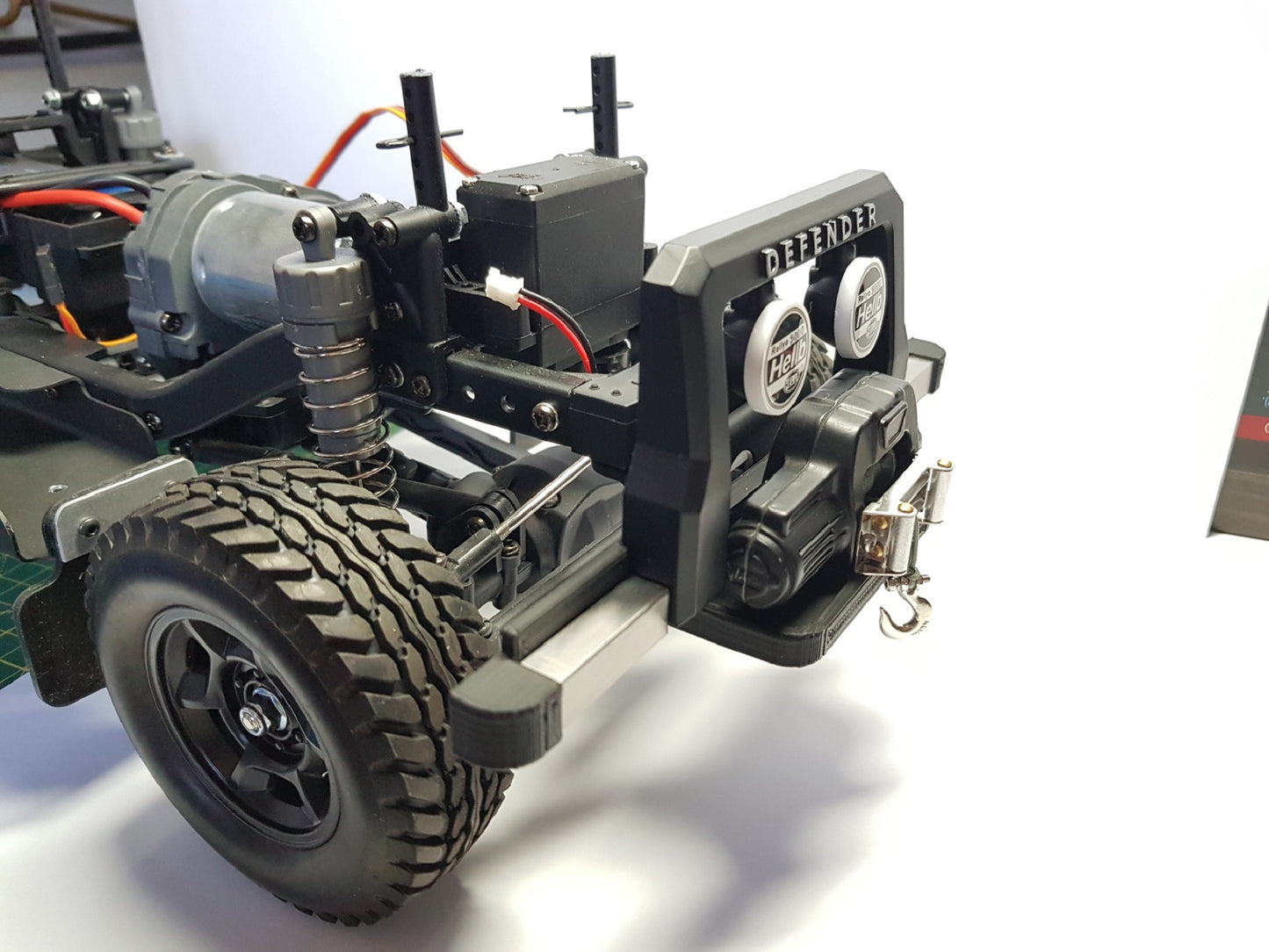 Tamiya CC-02 Defender 90 Front Bumper Winch 9.5 cti.